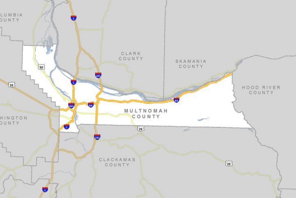 Multnomah countyオレゴン州の地図