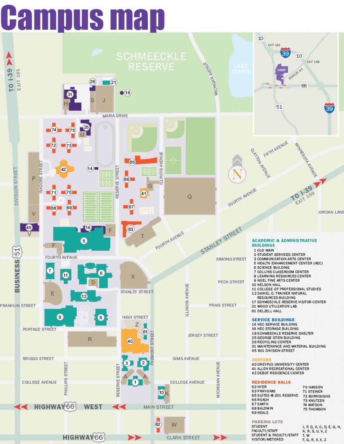 ポートランド州立大学キャンパス地図-地図のポートランド州立大学（オレゴン州-アメリカ）
