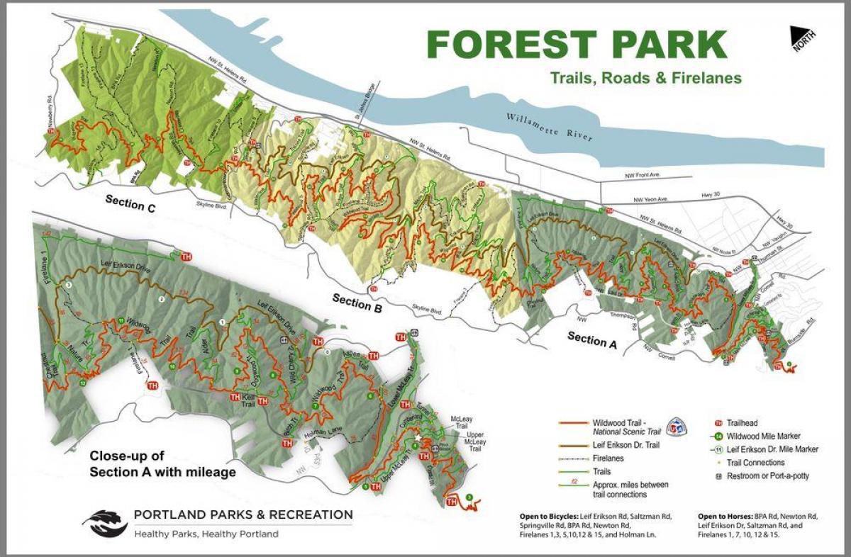 森林公園ポートランドトレイル地図